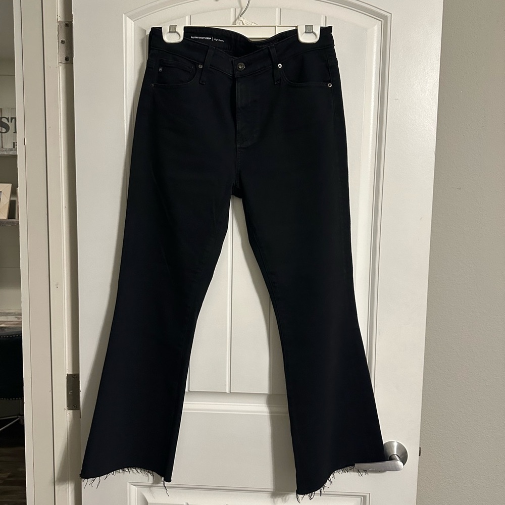 AG Adriano Goldschmied Black Farrah Boot Crop High Rise Jeans.  Sz 28, Like New!